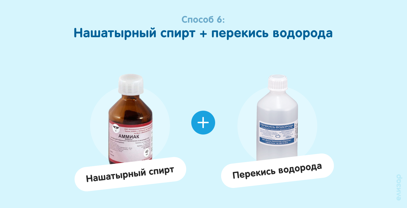 Способ 6. Нашатырный спирт и перекись водорода