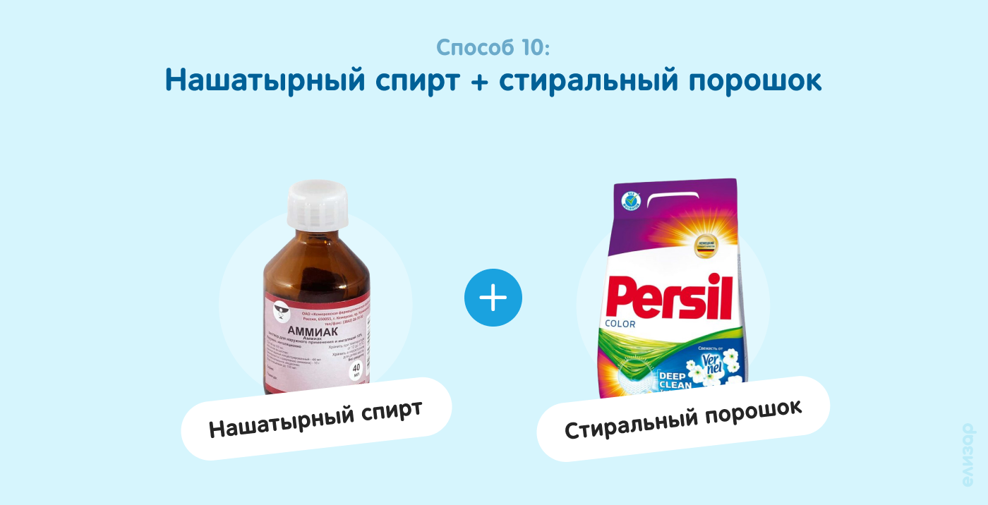Способ 10. Нашатырный спирт и стиральный порошок
