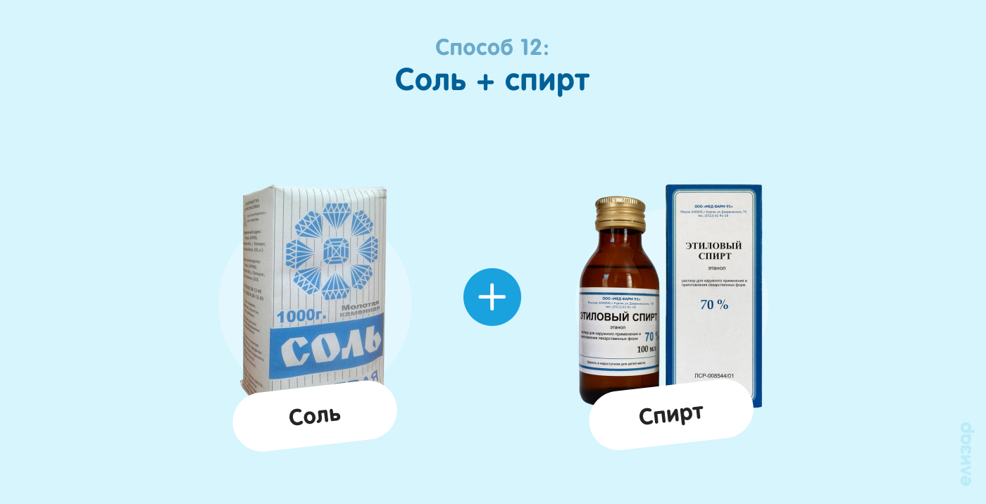 Способ 12. Соль и спирт